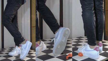 Tiny cock under Tanja and her Nike Air F 1 - Cam 1