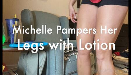 Michelle Pampers Her Long Legs with Lotion