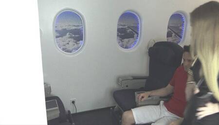 Foot fetish sex with stewardess in airplane! w m v