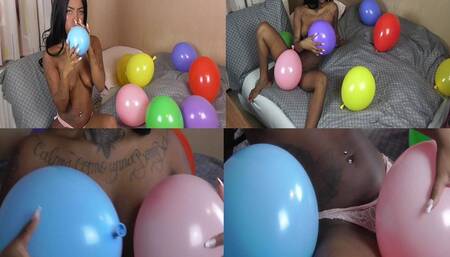 Ebony Babe Balloon fetish! w m v