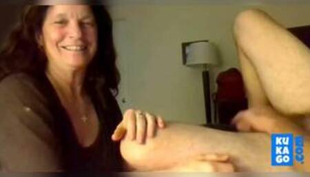 Horny Mature Woman Filming Herself Sucking Her Lover's Cock