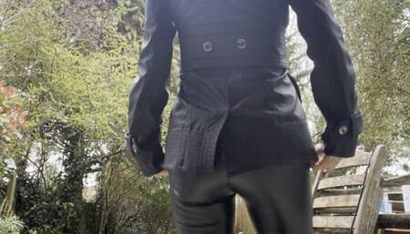 shiny leggings boots outdoor