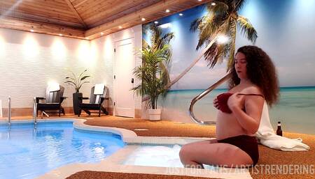 Stripping out of my vacation dress to play in the hot tub