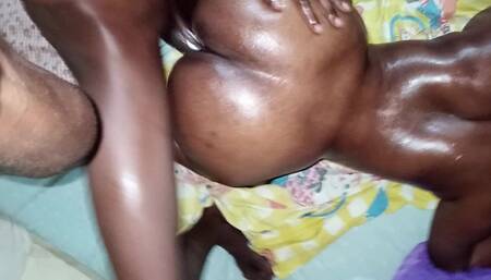 Sharon bursty black oiled ass fucks big black college teacher cock before class