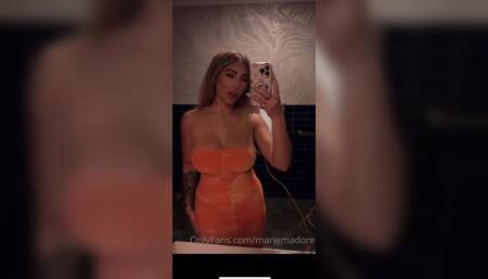 Marie Madore orange dress titties
