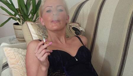 Smoking In Black Lingerie HD-480