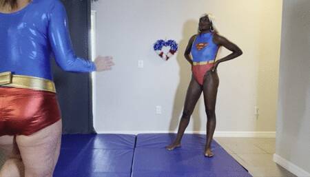 Super Girl Paris teaches Ultra Girl Carissa lift-carry techniques