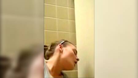 Teen masturbates in public bathroom