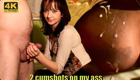 2 cumshots on my ass in nylon