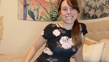 Orgasm in Floral Dress and Lingerie