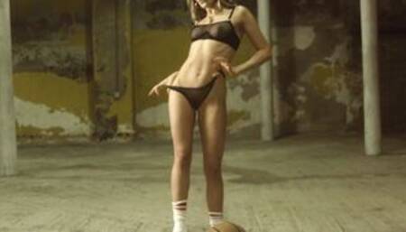 Hot big ass blonde playing basketball