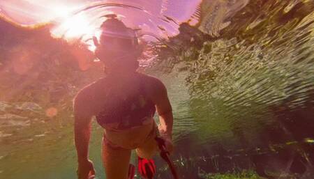 Carissa freediving in the spring--deeper and deeper