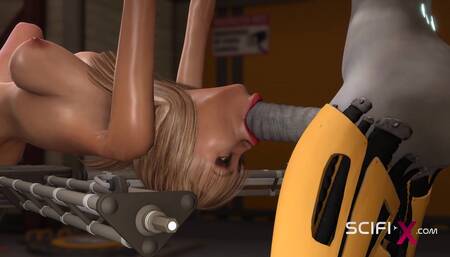 Secrets of Area 51. Sci-fi female android fucks a young woman strapon