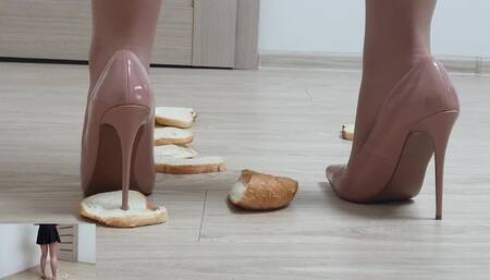 Floor View Careless Bread Crush in Nude Stiletto Heels