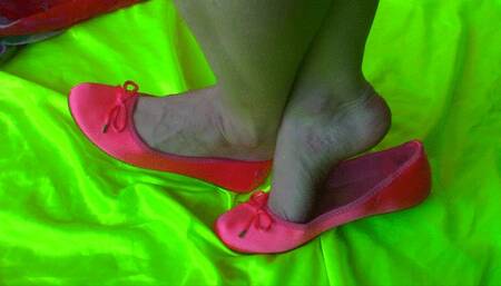 Coral Satin Flats Dangle