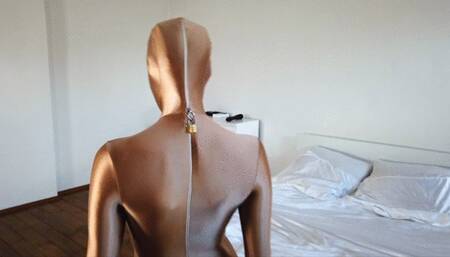 Golden Zentai Girl and Magic Wand