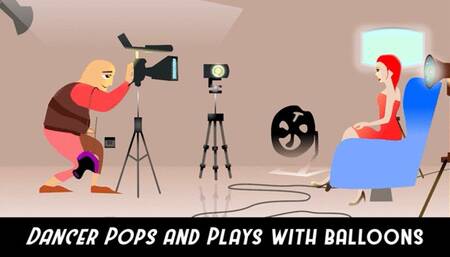 Dancer Evangeline in Pantyhose popping Balloons