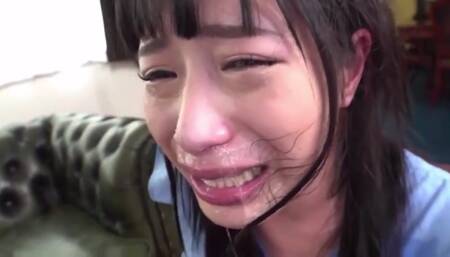Crying Japanese deep throat cum in mouth swallow