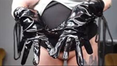 Creepy Stepbro Transformed into Vinyl Gloves and Teased MP4 1080 Masturbation in Vinyl Gloves