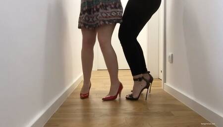 ROOMMATES STEPPING ON EACH OTHER’S FEET IN HIGH HEELS - MP4 HD