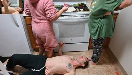 Dylan and Stitch trample me while making dinner (720)