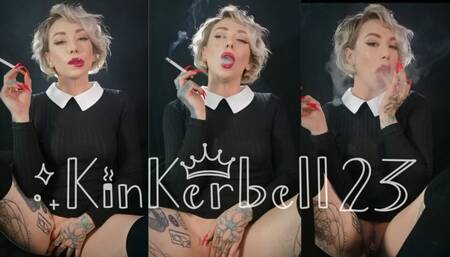 Smoking Malboro Red & teasing pussy with Red nails & lips