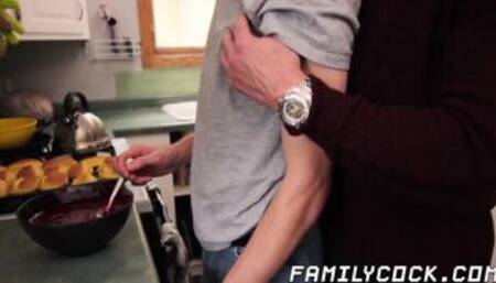 Sexy blond twink riding his stepdads fat cock and cumming