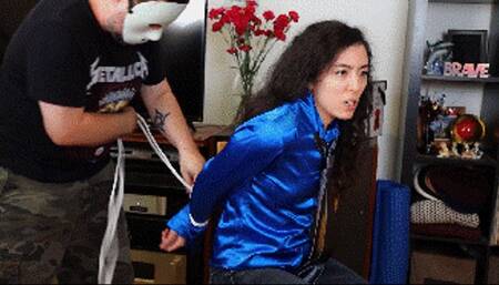 The bondage misfortune of Khrystal, she owes money to the mafia so they keep her tied and gagged until she pays!