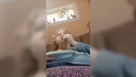 Naughty me gobbling up pizza