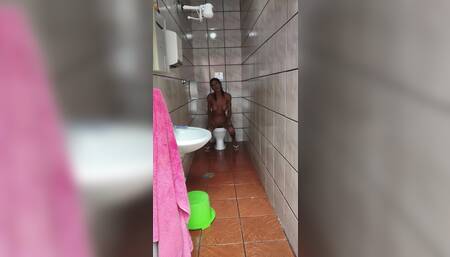 Daniela in the bathroom