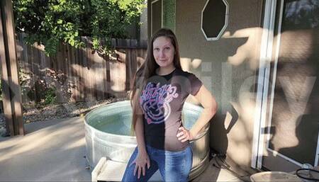 Custom Nikes and jeans in a stock tank