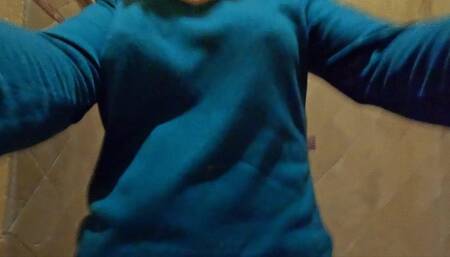 Insanely stuffed belly in shower