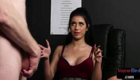 Busty secretary femina teases naked male in meeting room