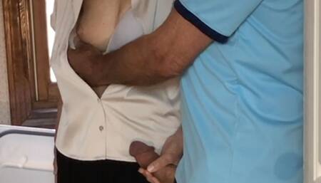 Old lady surrenders to neighbor boy