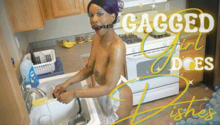 Gagged Girl Does Dishes: SILENT SUBMISSIVE SLUT SHOWS OFF IN 4K