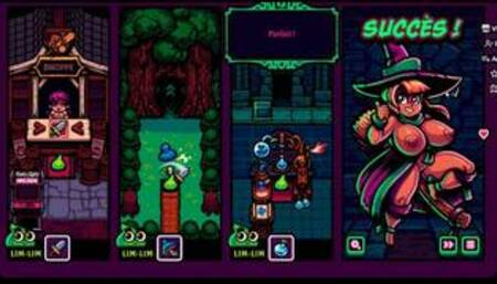 Smutty Scrolls [Hentai Halloween game] Cute slime hero banging naughty witches