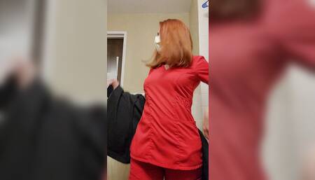 Real nurse cums to work