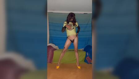 Oiled up and teasing in my gstring and coat