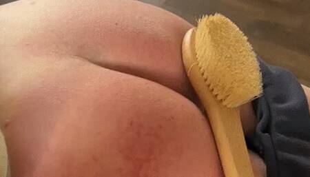 POV A bath brush spanking