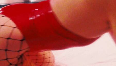 Tall Redhead Winter Ryleigh plays with pussy then takes backshots