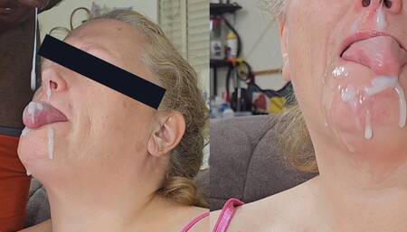 He Couldn't Control himself, So He Covered My Face With His Big Cum Loads