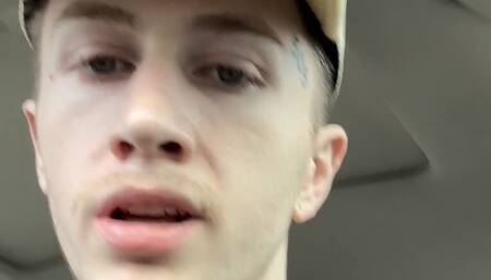 Stroking my soft uncut cock in the car