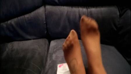 Trying on new toe socks