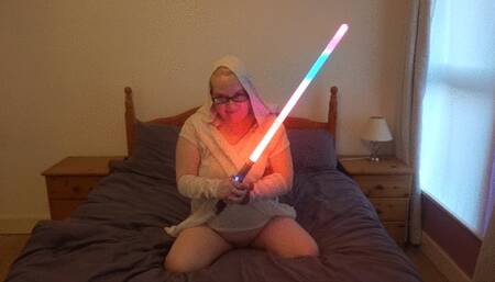 Star Wars Rey Cosplay Playing with Dildo