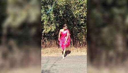 On road showing saree strips