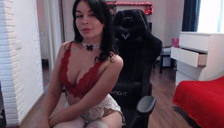 Tearing up my stockings and footjob