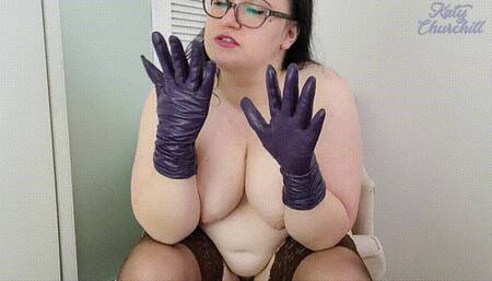 Teasing You With Purple Leather Gloves