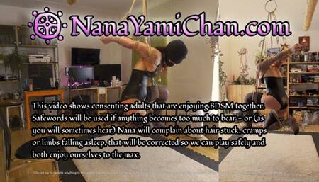 Girl in lingerie Shibari suspended in strappado