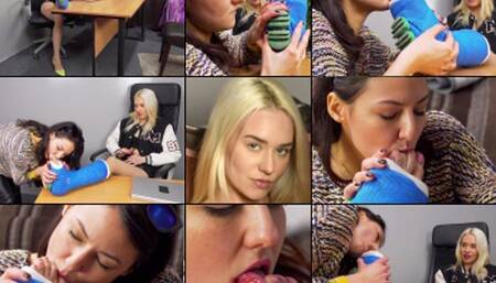 Barbie Secretary Gets her Casted Toes Seriously Sucked by Her Kinky Boss (in HD 1920X1080)