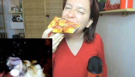 FULL VORE Experience - Eat Spicy Sausage Onion Pizza 1080HD